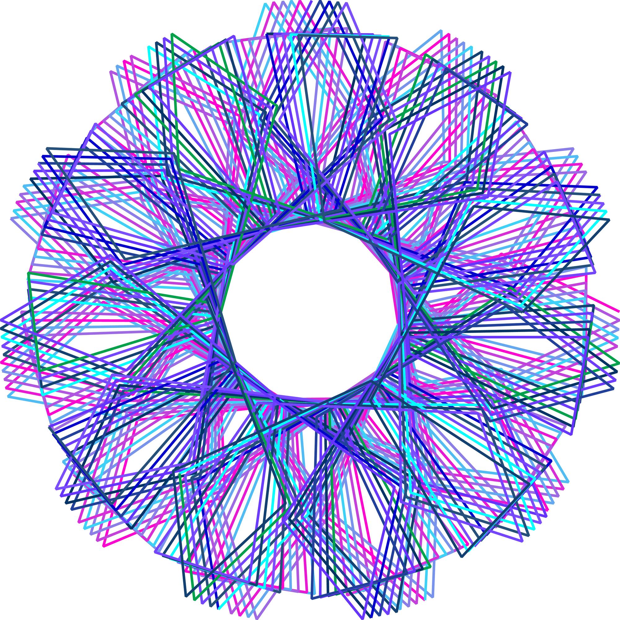 textile artwork with geometric embroidery and neon thread
